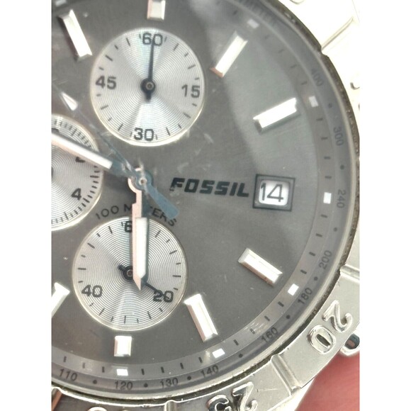 Fossil Watch Blue CH-2331 Men's 42mm Gray Dial Chronograph Diver Watch Wide Link - Picture 9 of 16